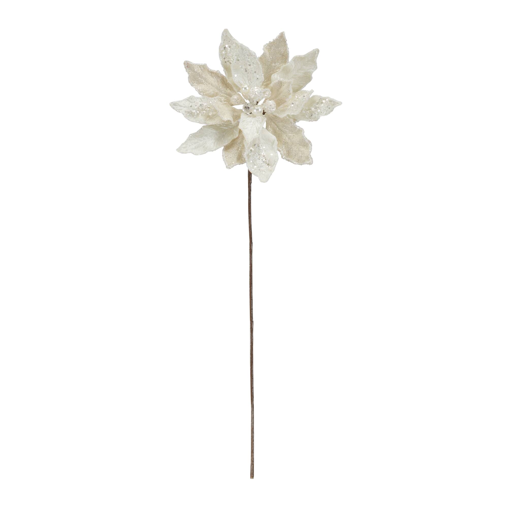 30" White Poinsettia Stem, 6ct.